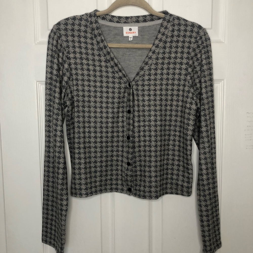 Sundry Houndstooth Python Drapey Cardigan - image 3